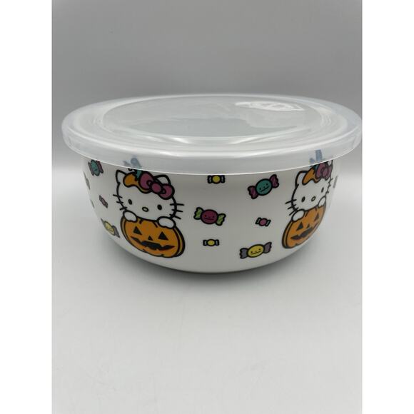 NEW Hello Kitty Medium Fall Halloween Ceramic Food Storage with Pressure Lid - Picture 2 of 5
